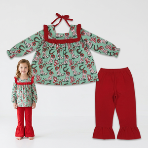 Conjunto de Ropa Navideña para Bebé Niña, Manga Larga, Pantalones Rojos - Product Image 1
