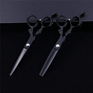 Ciseaux de coiffure Mk 6.0, manche dragon électroplaqué noir, outil de beauté professionnel, pour droitiers, lame de 62 mm - Product Image 1