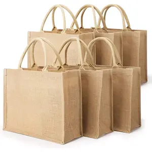 Custom Cheap Printed Burlap Eco Reusable Shopping Jute Tote Bag