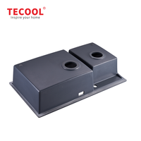 Évier de cuisine double cuve en acier inoxydable, fabrication industrielle, avec robinet, design moderne, à encastrer, épaisseur personnalisable, Meilleure Marque, Offre Spéciale