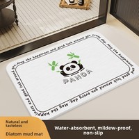 Tapis de sol carré antidérapant en boue de diatomée blanche imprimée, motif animal de dessin animé, pour salle de bain et toilettes