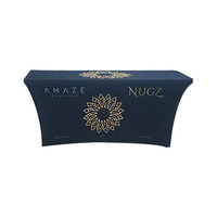 Nappes de table portables personnalisées en polyester et spandex extensible pour salons professionnels, événements promotionnels et fêtes, avec impression par transfert thermique