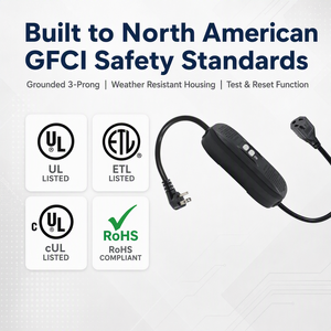 สายไฟ GFCI แบบ US NEMA 5-15P ถึง 5-15R พร้อมปุ่มทดสอบและรีเซ็ต สำหรับอุปกรณ์ไฟฟ้า เครื่องใช้ไฟฟ้า และไฟส่องสว่าง - Product Image 4