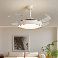 Ventilateur de plafond multifonctionnel à lame rétractable avec lumière LED, moteur silencieux tout en cuivre