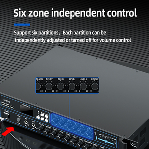Amplificateur de mixage <span class=keywords><strong>Bluetooth</strong></span> 6 zones <span class=keywords><strong>1000W</strong></span> avec ensemble de haut-parleurs <span class=keywords><strong>colonne</strong></span> étanches pour extérieur, système PA à tension constante pour restaurant - Product Image 6