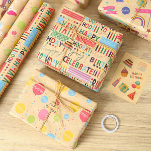 Buon compleanno Kraft regalo di carta da imballaggio simpatico disegno a cartoni animati riciclato per presentare la copertina del <span class=keywords><strong>libro</strong></span> artigianato fatto da te forniture per feste - Product Image 1