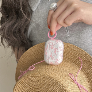 Ins Style New Pink Ribbon Bow con llavero Funda de TPU para <span class=keywords><strong>Airpods</strong></span> 1 2 3 4 Generation Funda para auriculares a prueba de golpes para <span class=keywords><strong>Airpods</strong></span> Pro 2 - Product Image 3