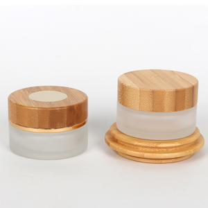 Usine directe 50g pots de crème cosmétique en verre dépoli pot cosmétique en verre de bambou - Product Image 1