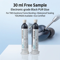 Échantillon gratuit 30 ml – Colle thermofusible noire PUR de qualité électronique pour le collage de cadres d'écouteurs TWS, adhésif d'étanchéité imperméable, petit format