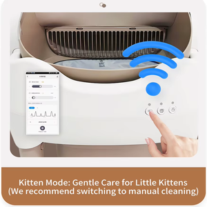 Bac à <span class=keywords><strong>litière</strong></span> intelligent autonettoyant pour chat, à ouverture supérieure, contrôle par application Wi-Fi, capteurs de sécurité, compatible multi-chats, toilette pour animaux en plastique, en stock - Product Image 6