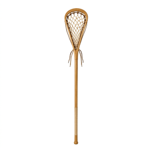Wooden Lacrosse Stick With Natural <b>Netting</b> And Tan Grip For Team Sports - Product Image 1