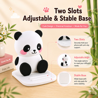 Soporte de Teléfono con Diseño de Panda, Popular para Regalo, Soporte de Escritorio de PVC para Smartphones, Horizontal y Vertical, para Oficina y Hogar