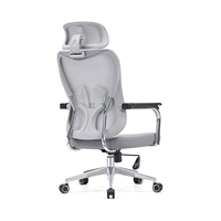 Chaise de bureau ergonomique à dossier haut en maille avec appui-tête, support lombaire et accoudoirs pivotants pour bureau à domicile et cadres