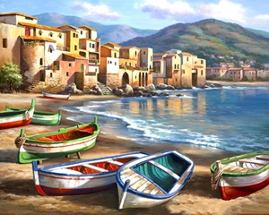 Bateaux colorés à <span class=keywords><strong>Venise</strong></span> paysage série point de croix Kit de peinture décorative avec fond en tissu broderie à la main - Product Image 4
