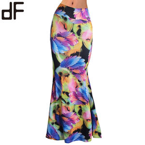 Wholesale Floral Hawaiian <strong>Skirt</strong> Sexy Mermaid Long Maxi Dress Women <strong>Wrap</strong> <strong>Skirts</strong> Print Stretch Polyester Spandex Maxi Standard - Product Image 6