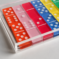 Jeu de dominos en acrylique translucide personnalisé avec étui de rangement transparent, couleurs arc-en-ciel, pour la décoration de la salle de jeux