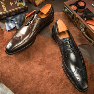 Chaussures plates pour hommes en cuir véritable de haute qualité personnalisées pour un style décontracté et tendance. Nouvelles chaussures à lacets souples pour hommes - Product Image 3