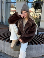 Veste en fausse fourrure épaisse et chaude pour femme, taille plus, automne-hiver, MOQ 1