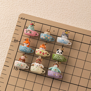 Tazas de Té con Diseño de Animales Europeos y Americanos, Serie de Tazas de Té con Animales, Zorro, Pingüino, Conejo, Panda, Erizo, Joyería con Colgante 3D, Venta al por Mayor - Product Image 3
