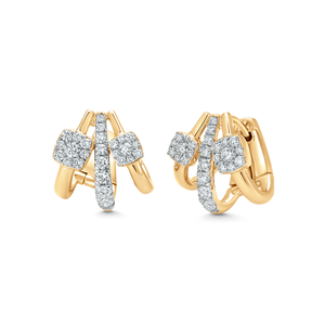 Stokta gümüş altın kaplama kadınlar için üçlü sıra Huggie Hoop küpe kaplamalı buzlu Out CZ cons lar geometrik kare daire takı - Product Image 1