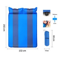 Matelas de camping auto-gonflant rayé pour 2 personnes, F5 Pongee PVC imperméable, double tapis de couchage avec oreillers