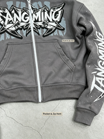 Rompi Hoodie Unisex Berkualitas Tinggi Bahan Tebal Bernapas dengan Cetakan Grafiti Acid Wash, Tali Serut, Gaya Streetwear Musim Gugur