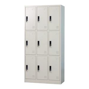 Casier en acier gris clair à 9 portes Armoire spéciale de stockage en métal à trois niveaux avec serrures pour salle de sport, bureau, école Usine - Product Image 3