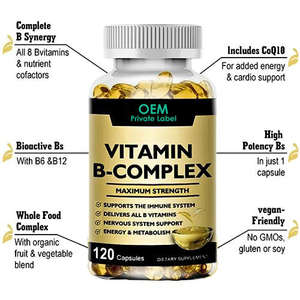 OEM massima forza vitamina <span class=keywords><strong>B</strong></span> complessi <span class=keywords><strong>capsule</strong></span> molli, coenzima Q10 e vitamina C integratori per il supporto del metabolismo energetico - Product Image 3