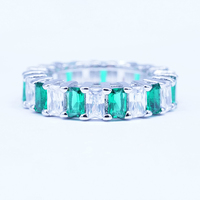 Bague en Quartz et Zircon vert, bague de diamant artificiel à une rangée