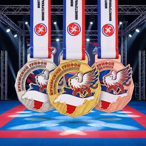 Personalisierte Kampfsport-Medaillen Auszeichnung Zinklegierung Druckguss Emaille Krim-Griffon Russische Spartakiad Souvenir-Medaillons - Product Image 1