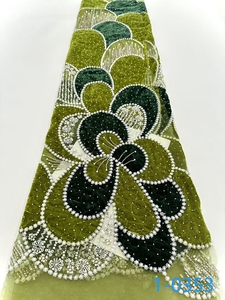 Tissu de dentelle à perles 2025 en vogue, broderie de roses, perles collées, tissu de dentelle nuptiale pour la <span class=keywords><strong>vente</strong></span> en gros, fabriqué en Chine - Product Image 5
