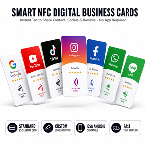 Carta di Recensioni Personalizzata per Google/Instagram/<span class=keywords><strong>YouTube</strong></span>/TikTok/Facebook/Line/WhatsApp, Biglietto da Visita in PVC, Produzione OEM/ODM, Basso MOQ, Pronto per la Spedizione - Product Image 1