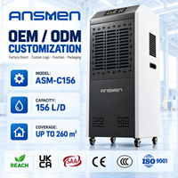 Mesin Pengering Udara Industri 156L/Hari, Mesin Dehumidifikasi Elektrik Tahan Air IPX4 dengan Layar Digital dan Timer, untuk Ruang Bawah Tanah dan Ruang Tanam