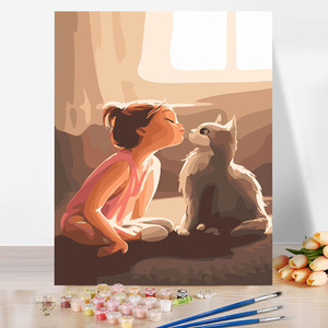Venta caliente al por mayor dibujo pintura DIY pintura al óleo lienzo Kits pintura por números para adultos niños con pinceles - Product Image 5