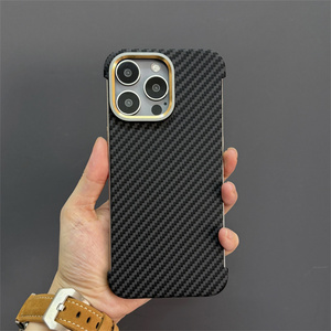 Ốp điện thoại <span class=keywords><strong>iPhone</strong></span> 13 14 15 16 Pro Max siêu mỏng, khung kim loại, chất liệu sợi carbon cao cấp, không viền - Product Image 5