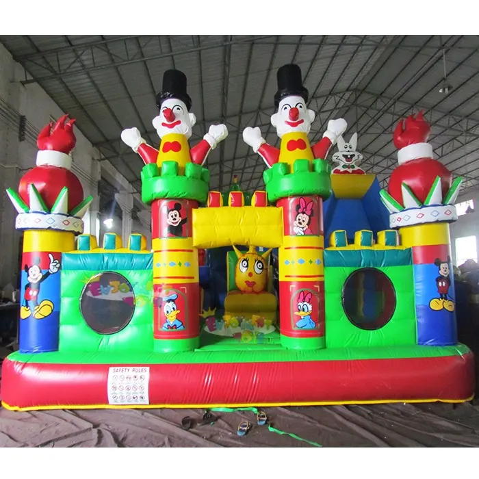 Parque de juegos inflable de segunda mano al aire libre, ciudad divertida, Castillo de salto con tobogán