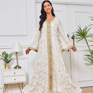 Robes de soirée maxi de luxe de Dubaï, caftan marocain pour femmes, abaya, robe kimono inspirée, grande taille pour le Ramadan et les célébrations musulmanes - Product Image 4