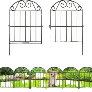 Clôture de jardin en métal arqué antirouille en gros, panneaux de clôture en fer à insérer dans le sol, 33 x 43 cm, noir, pour parterres de fleurs, pelouse, extérieur - Product Image 1