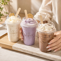 LOKYO Vente en gros de gobelets en plastique pour bubble tea de 24 oz, design personnalisé, gobelets en plastique jetables pour milkshake, crème glacée, thé au lait de 16 oz avec couvercles