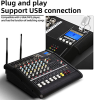 Biner GM4X 350W * 2 Amplificateur de puissance audio 4 canaux Mélangeur audio alimenté par USB avec 2 microphones sans fil