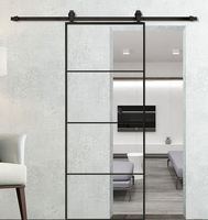 Puerta de vidrio estriado esmerilado interior de vidrio doble moderna al por mayor con rejillas