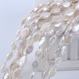 Perla de Agua Dulce Natural Hecha a Mano de 18 cm, Forma Irregular de Ojo de Caballo, Barroca, Aproximadamente de 7-9 mm, Blanca, Semiterminada, para Manualidades - Product Image 4