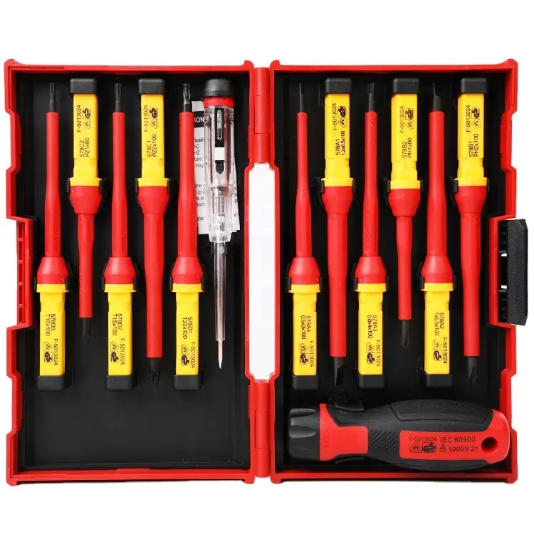 13 pcs isolated 1000 v insulating electrician insulated 1000v VDE screwdrivers set with electric voltage tester