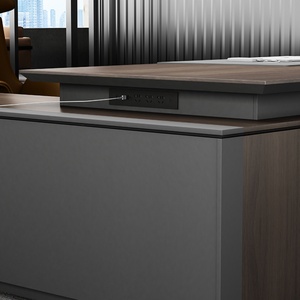 Modern Wood Executive Office Desk With Side Table - Product Image 6