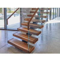 Escaliers droits "Escalier facile à installer avec un design minimaliste et des marches antidérapantes" Marches en verre et bois marbré