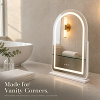 Miroir de Maquillage LED avec Bande Diffuseur, Verre Anti-Distorsion 30x40cm, Lumière Chaude, Naturelle, Froide, Pivotant à 360° pour Spa, Boutique, Hôtel