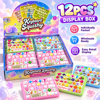 Jouet anti-stress mignon en PU en forme de clavier, à remontée lente, doux, motifs de dessins animés variés, boîte de présentation en gros