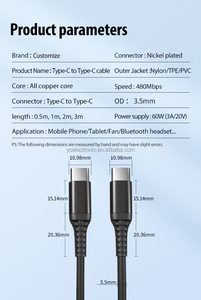 สายเคเบิล Pd 60W Usb 3.2 Gen2 Type C to C รองรับจอแสดงผล 4K HD ความเร็วในการถ่ายโอนข้อมูล 10G-20Gbps สำหรับโทรศัพท์มือถือ /<span class=keywords><strong>iphone</strong></span> 15/Macbook Pro - Product Image 2