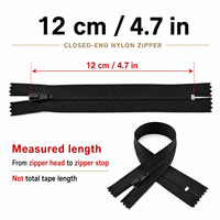 Resleting Nilon Hitam Tertutup 12cm, Resleting Jahit 4.7 Inci untuk Kantong, Tas, Gaun, Bantal, Kerajinan DIY dan Perbaikan di Rumah.