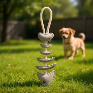 Juguete para Mascotas con Forma de Espina de Pescado con Cuerda de 43 cm, Juguete Interactivo para Masticar para Perros - Product Image 3